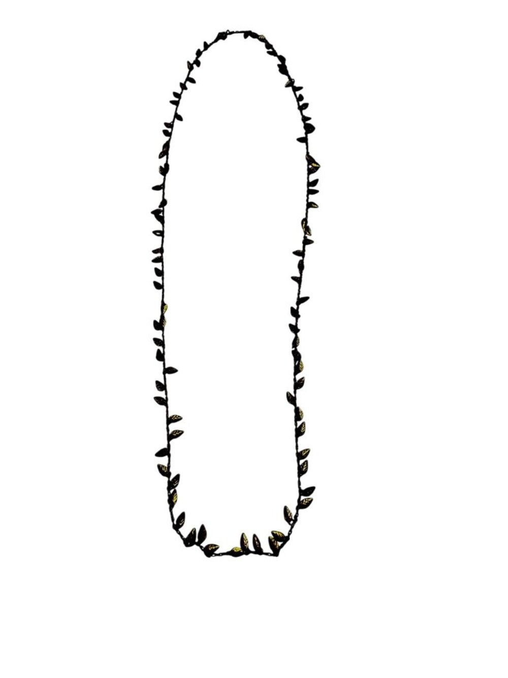 Vintage Gold Tone Leaf Vine Necklace Long Botanical Station Chain 28 Inch